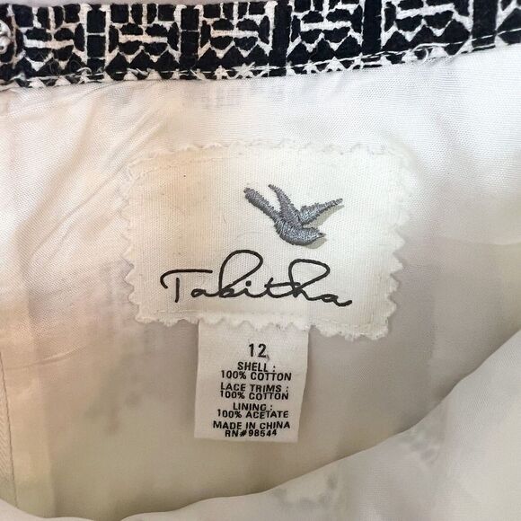 Anthropologie Tabitha Black/White/Red Lace Detail Pencil Skirt Size 12 - Picture 4 of 5